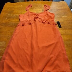 Elegant Coral Ruffle Lulus Dress Size XL